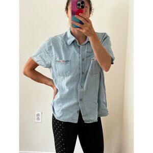 Vintage Sag Harbor Chambray Short Sleeve Button Up Shirt Sz Med